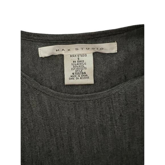 MAX Studio Soft scoop Neck Knit Tunic Top textured gray Long Sleeve Sz s wool - Picture 4 of 6